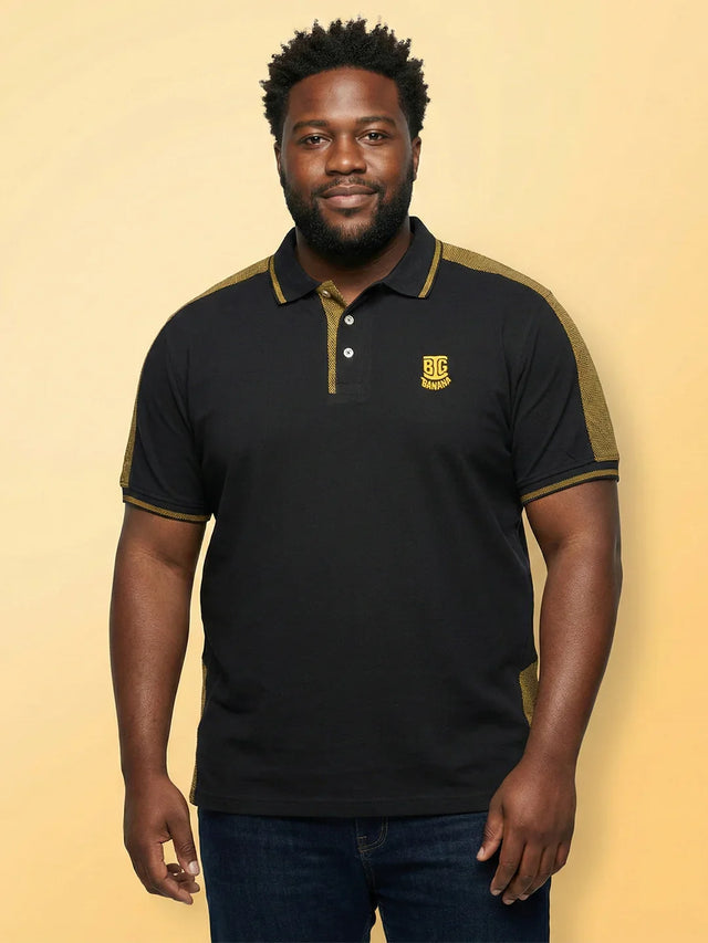 Men Plus Size Penekka-Black Colorblock Polo Tshirt