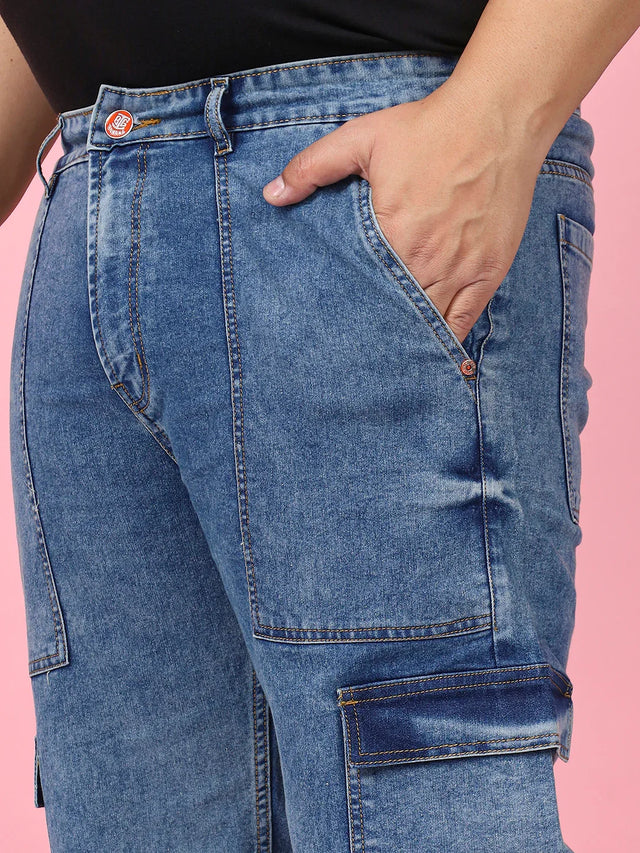 Men Plus Size Persira Blue Solid Jeans