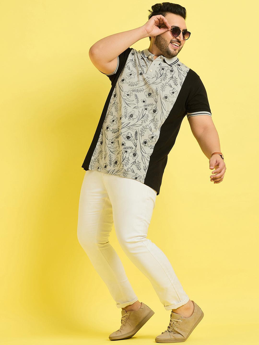 Men Plus Size Picos Colorblock Polo Tshirt - bigbanana