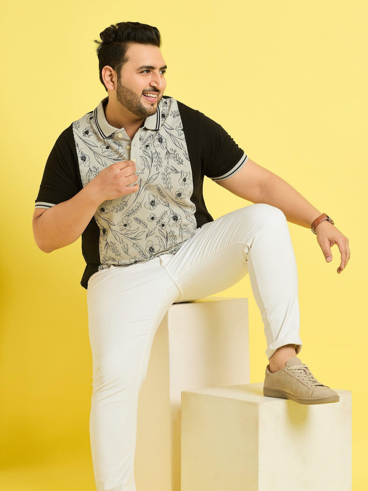 Men Plus Size Picos Colorblock Polo Tshirt - bigbanana