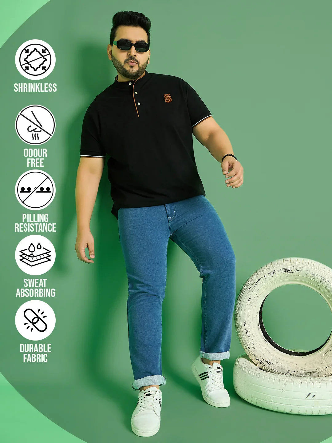 Men Plus Size Jorge Solid Jeans - bigbanana