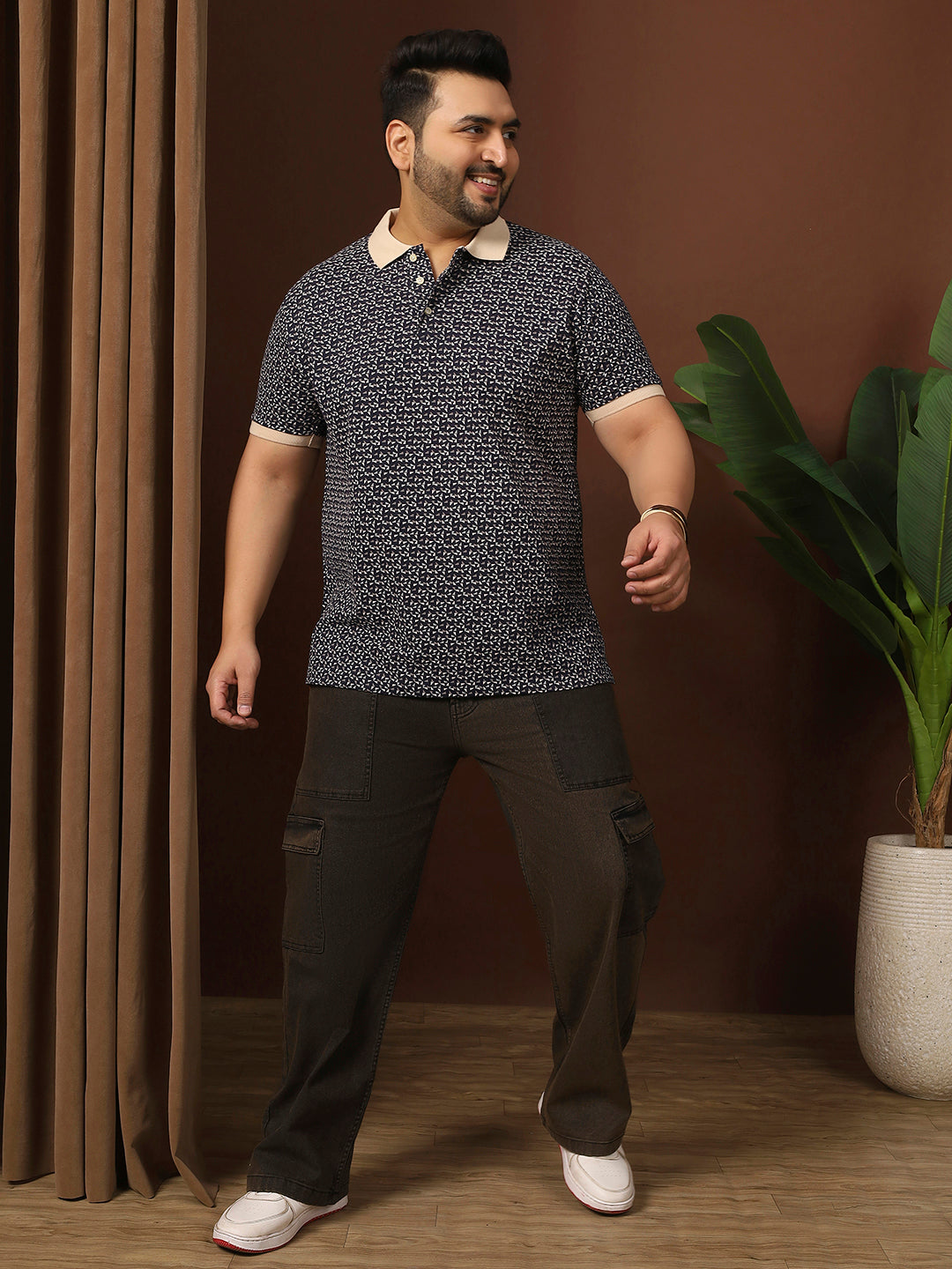 Men Plus Size Pluune Printed Multi Polo Tshirt - bigbanana