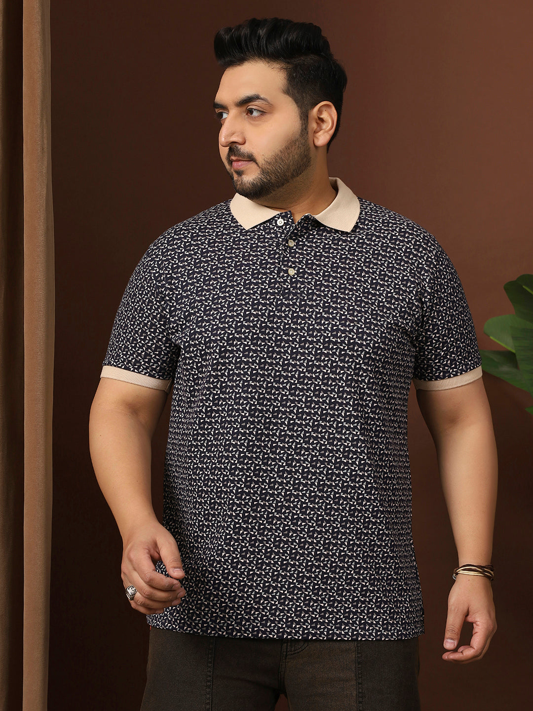 Men Plus Size Pluune Printed Multi Polo Tshirt - bigbanana