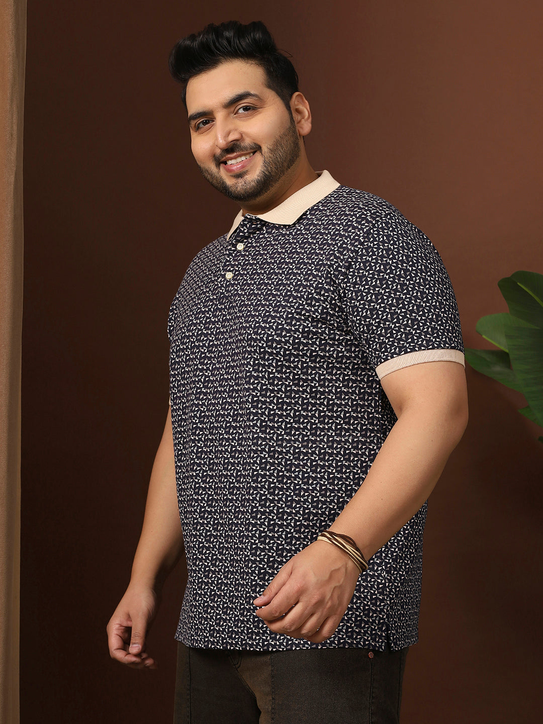 Men Plus Size Pluune Printed Multi Polo Tshirt - bigbanana