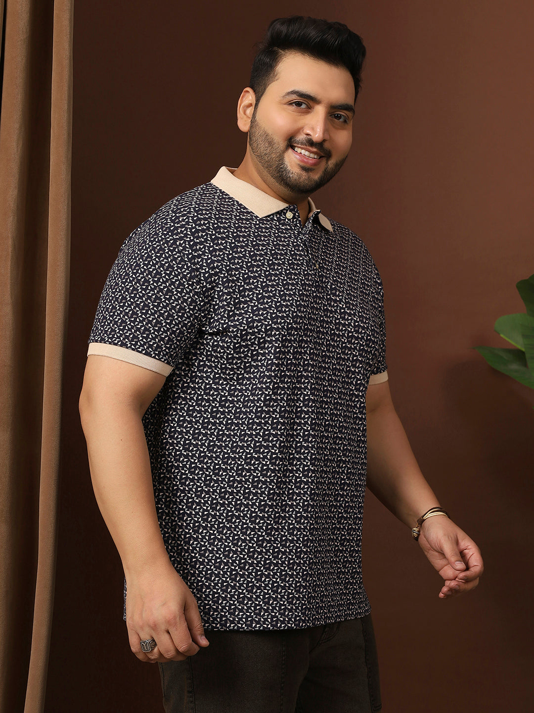 Men Plus Size Pluune Printed Multi Polo Tshirt - bigbanana