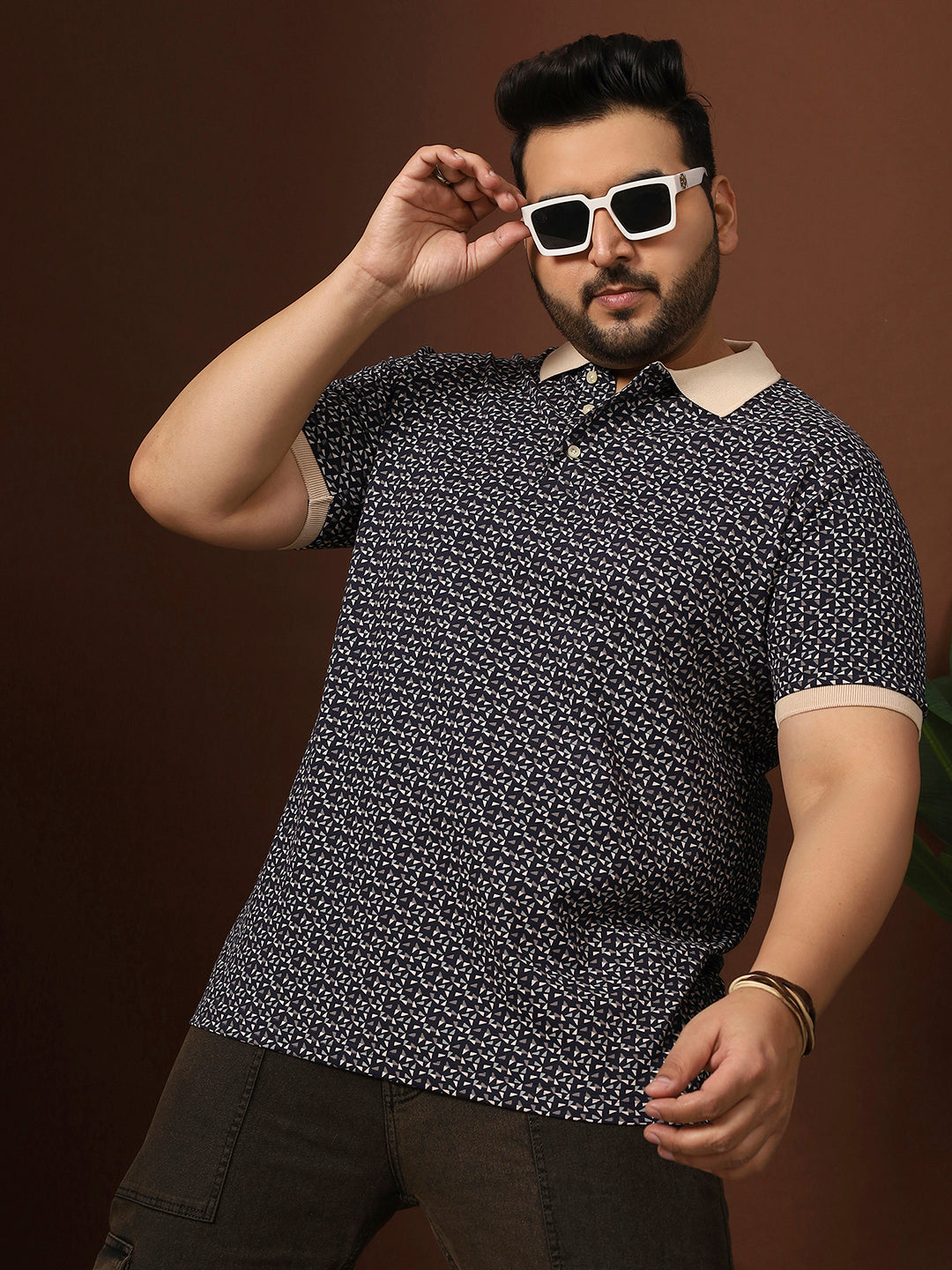 Men Plus Size Pluune Printed Multi Polo Tshirt - bigbanana