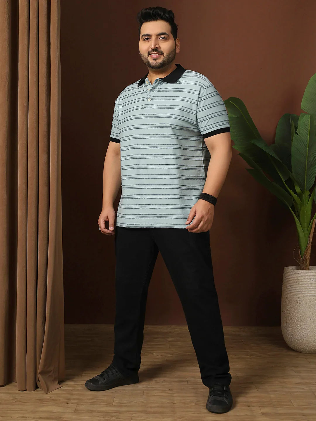 Men Plus Size Plynet Striped Multi Polo Tshirt - bigbanana