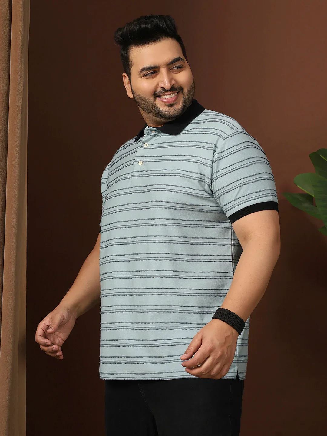 Men Plus Size Plynet Striped Multi Polo Tshirt - bigbanana