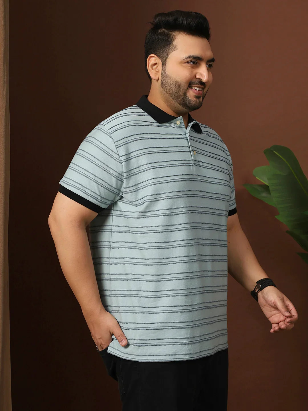 Men Plus Size Plynet Striped Multi Polo Tshirt - bigbanana