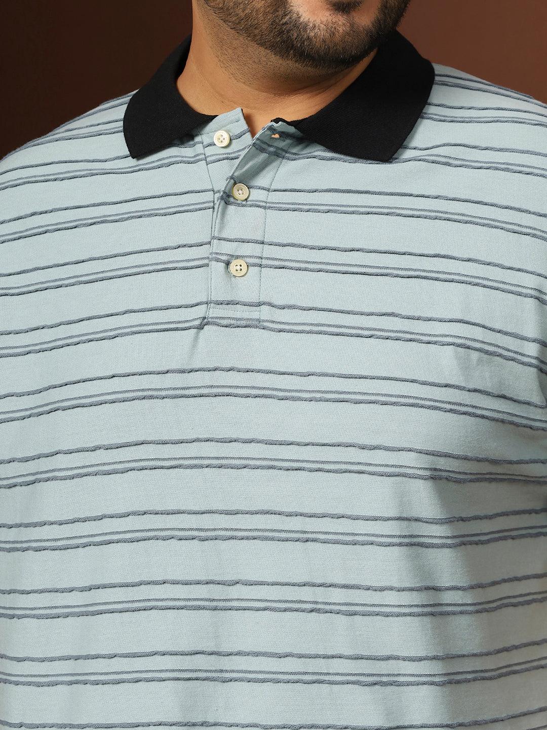 Men Plus Size Plynet Striped Multi Polo Tshirt - bigbanana