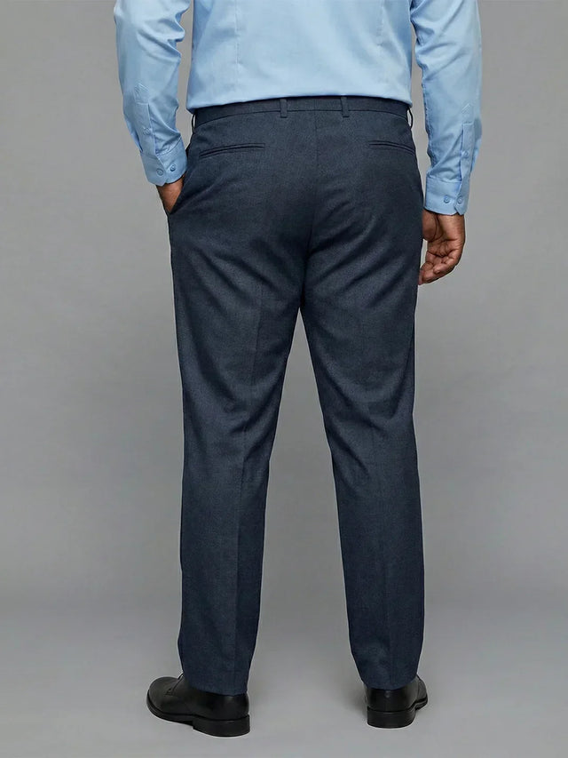 Men Plus Size Pristine-Navy Blue Textured Formal Pants