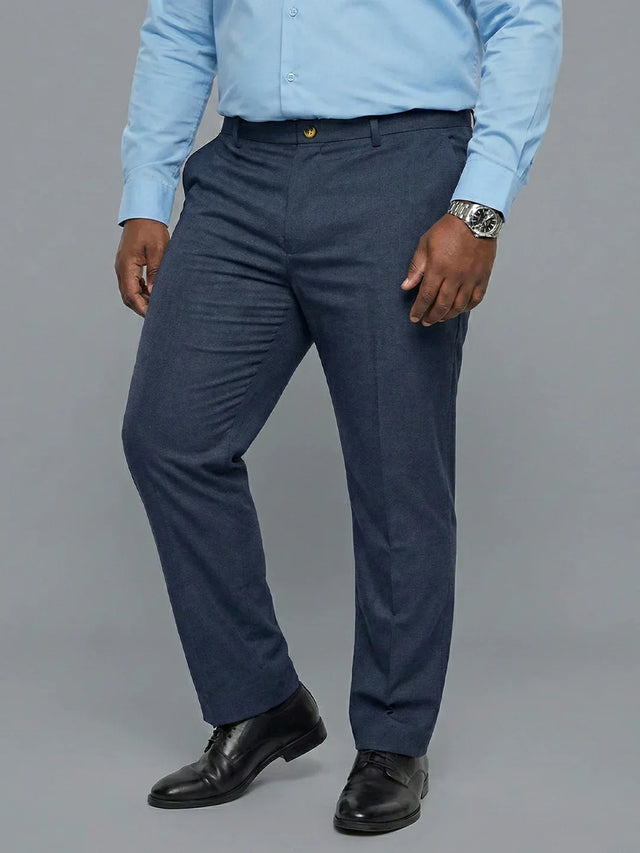 Men Plus Size Pristine-Navy Blue Textured Formal Pants