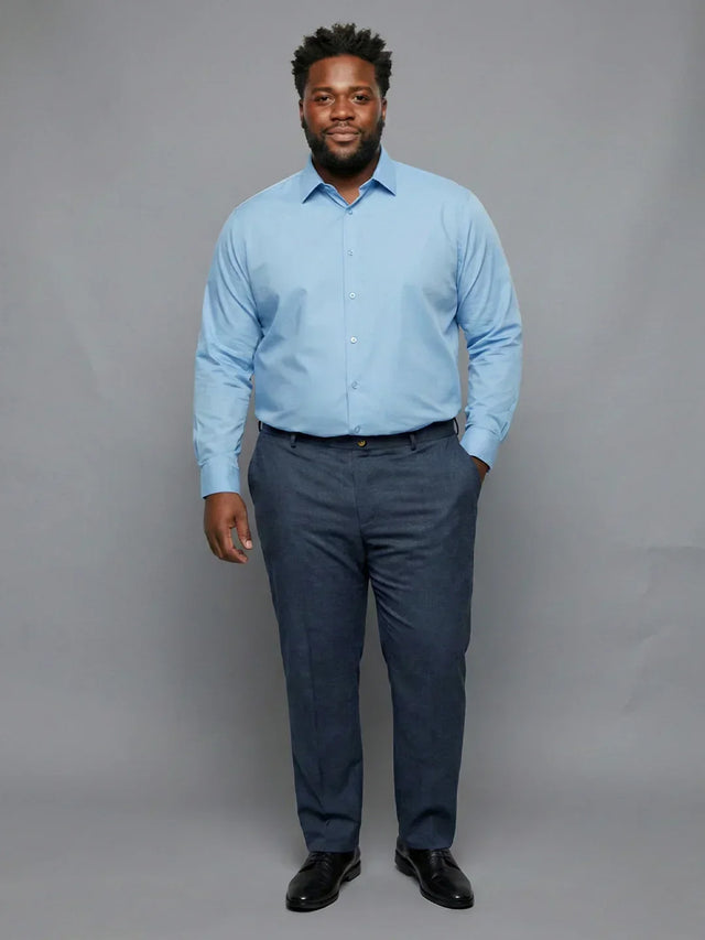 Men Plus Size Pristine-Navy Blue Textured Formal Pants