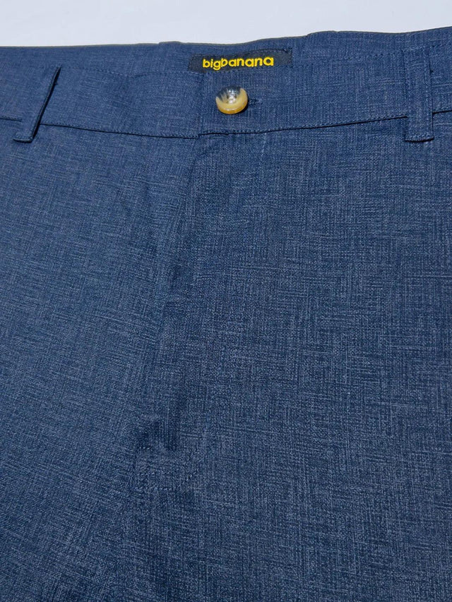 Men Plus Size Pristine-Navy Blue Textured Formal Pants