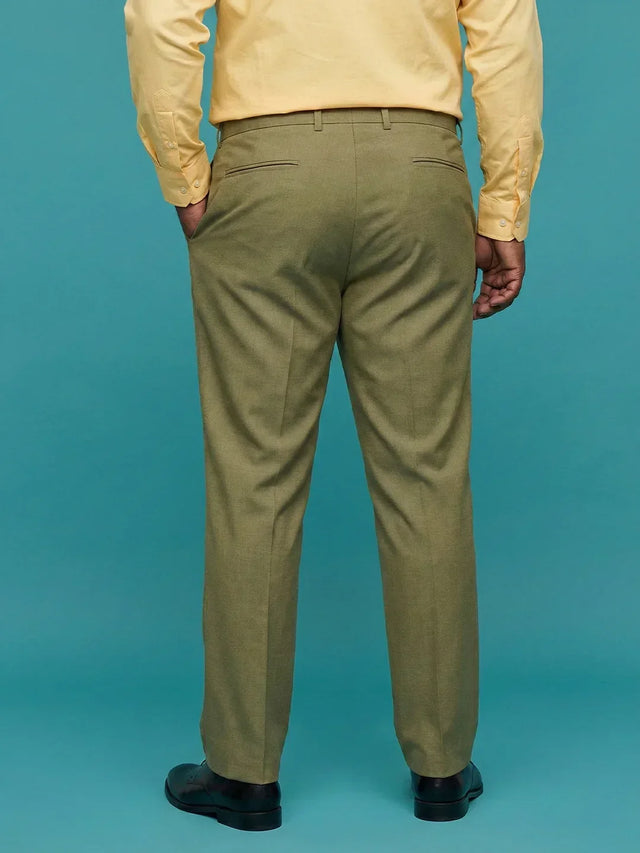 Men Plus Size Pristine-Olive Textured Formal Pants