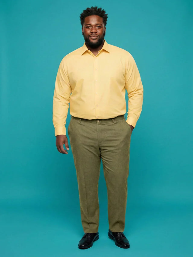 Men Plus Size Pristine-Olive Textured Formal Pants