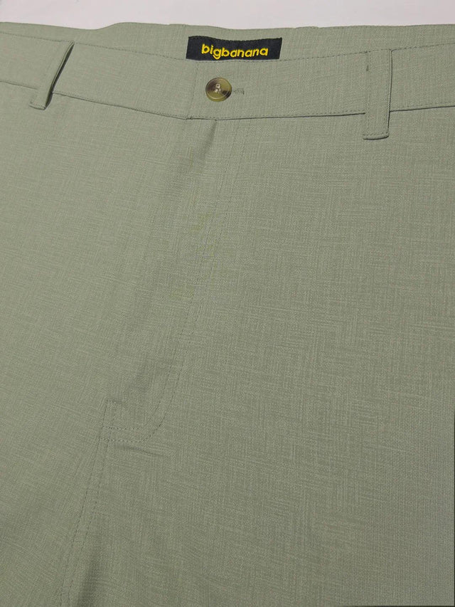 Men Plus Size Pristine-Sea Green Textured Formal Pants