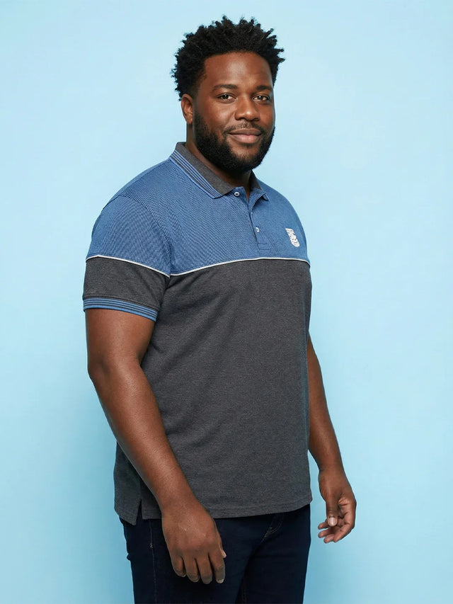 Men Plus Size Propulse-Grey Striped Polo Tshirt
