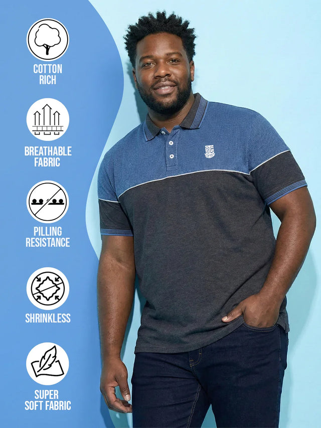 Men Plus Size Propulse-Grey Striped Polo Tshirt
