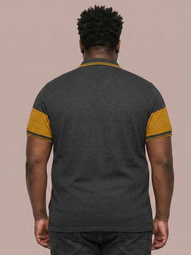Men Plus Size Propulse-Yellow Colorblock Polo Tshirt