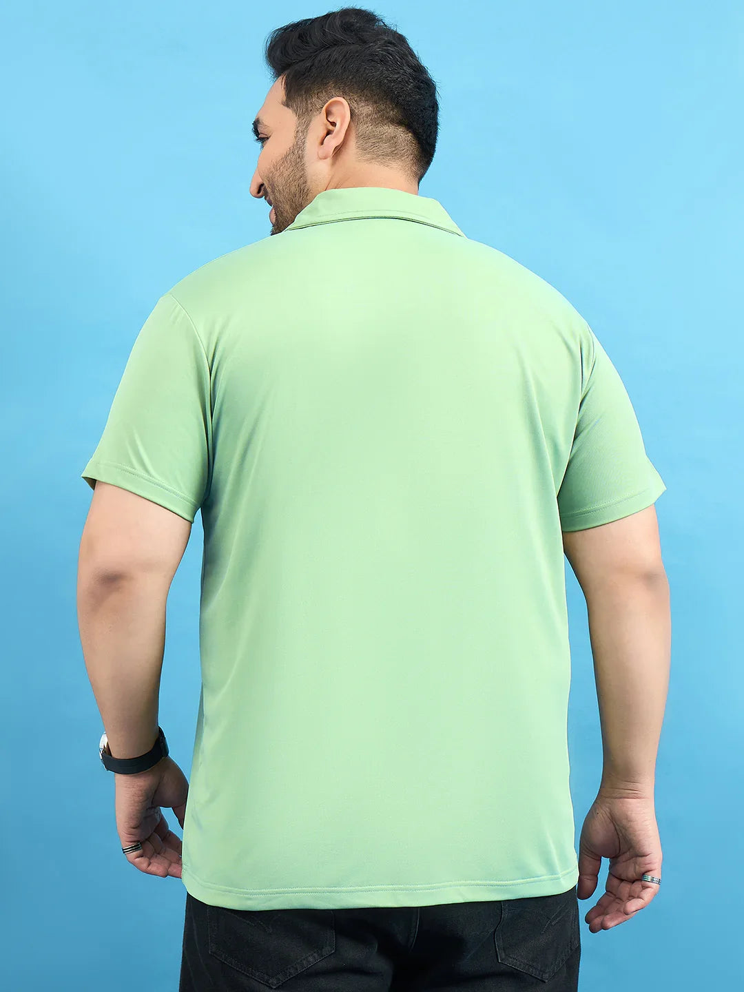 Men Plus Size Proximo Green Solid Shirt - bigbanana