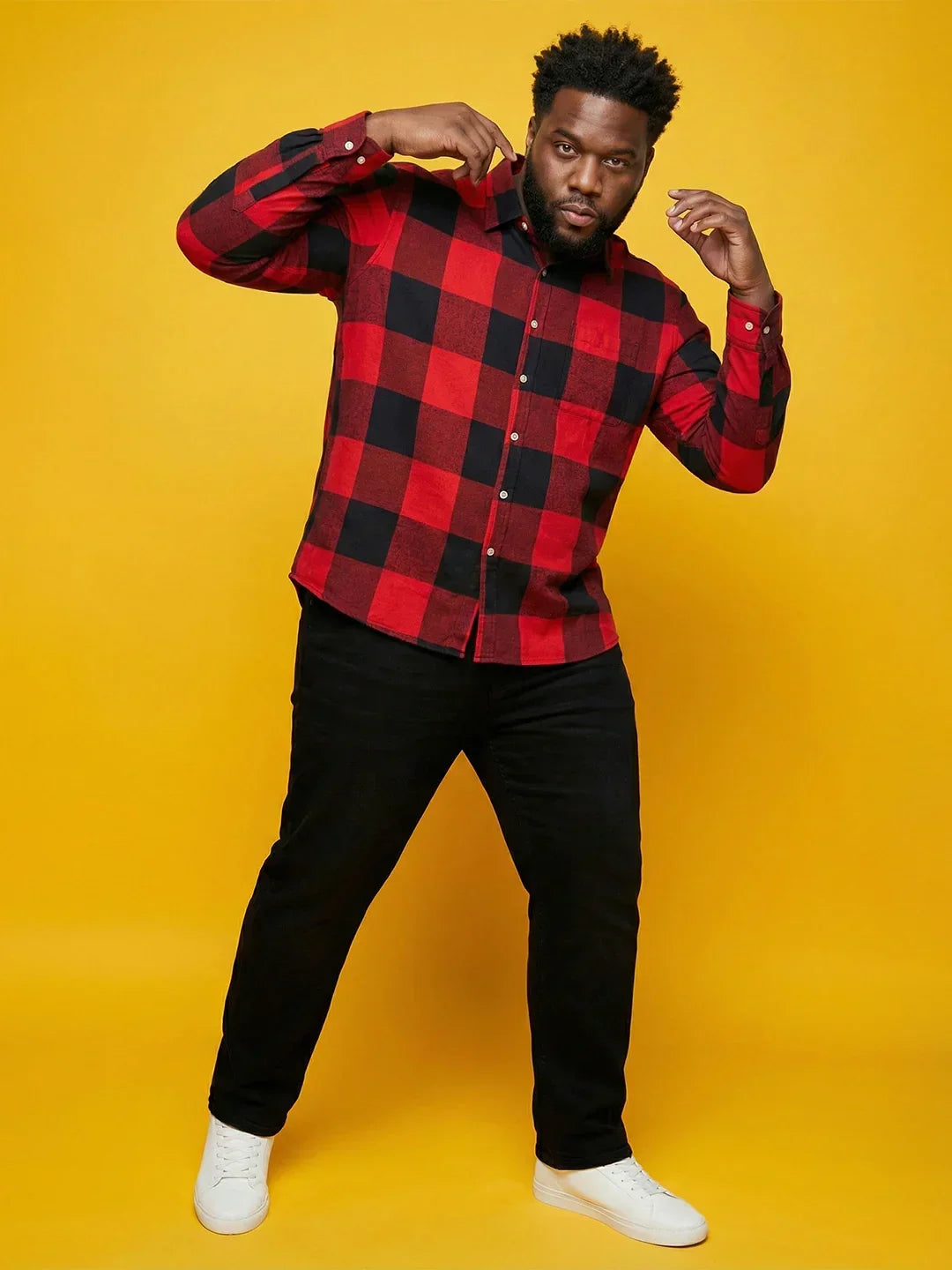 Men Plus Size Pulse Multicolor Checkered Casual Shirt