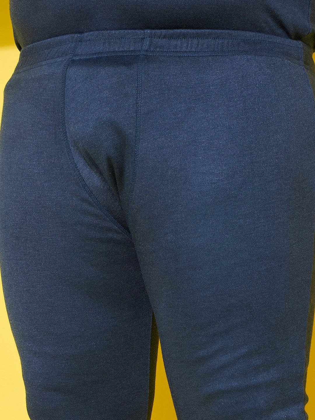 Men Plus Size Pyre-Blue Solid Thermal Bottom