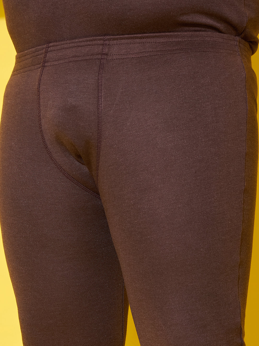 Men Plus Size Pyre-Brown Solid Thermal Bottom