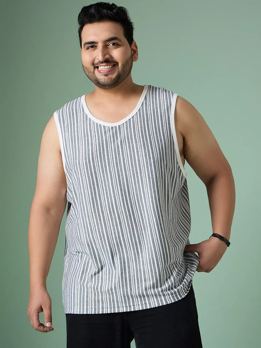 Men Plus Size Rain White Solid Vest - bigbanana