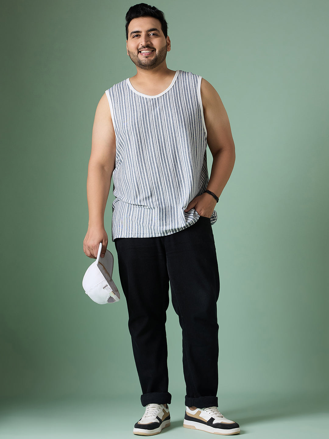 Men Plus Size Rain White Solid Vest - bigbanana