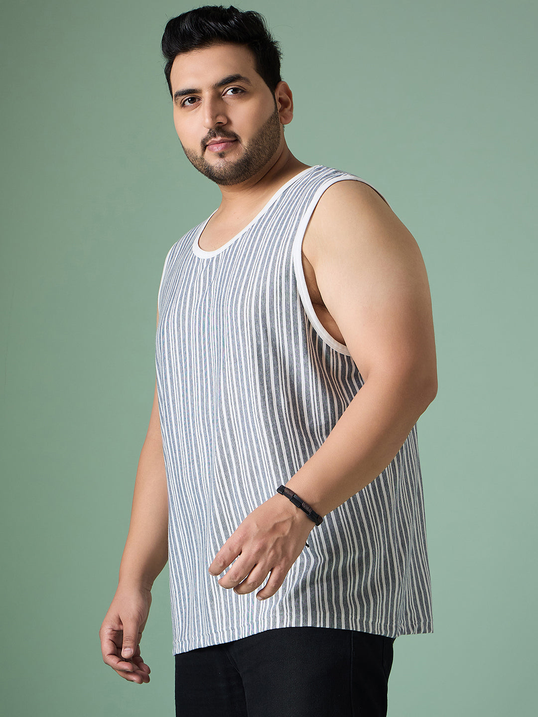 Men Plus Size Rain White Solid Vest - bigbanana