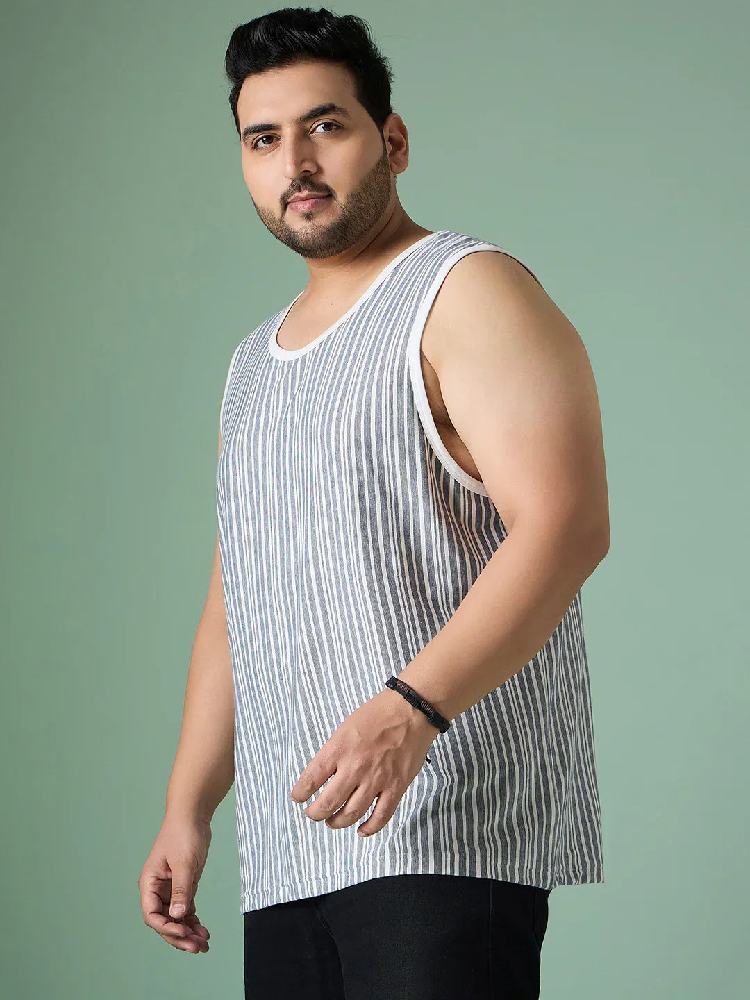 Men Plus Size Rain White Solid Vest - bigbanana