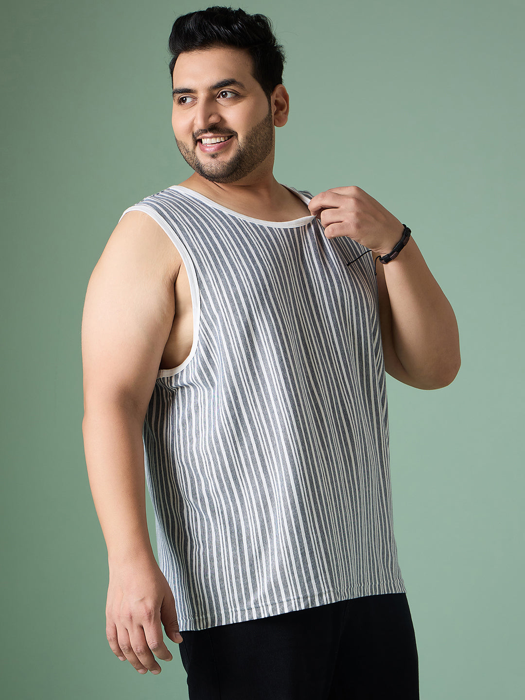 Men Plus Size Rain White Solid Vest - bigbanana