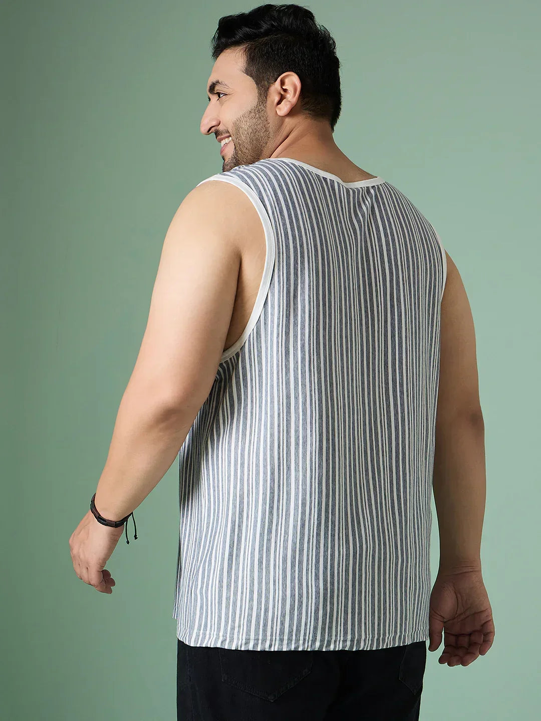 Men Plus Size Rain White Solid Vest - bigbanana