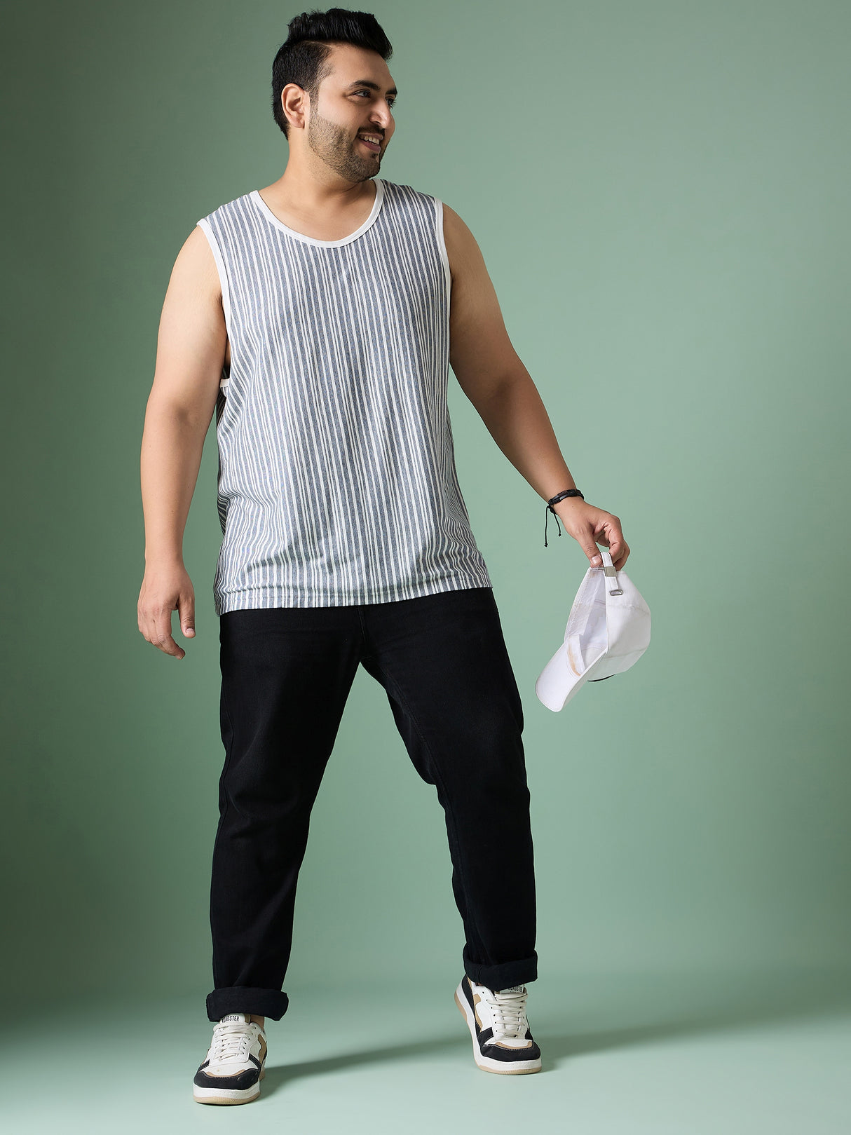 Men Plus Size Rain White Solid Vest - bigbanana