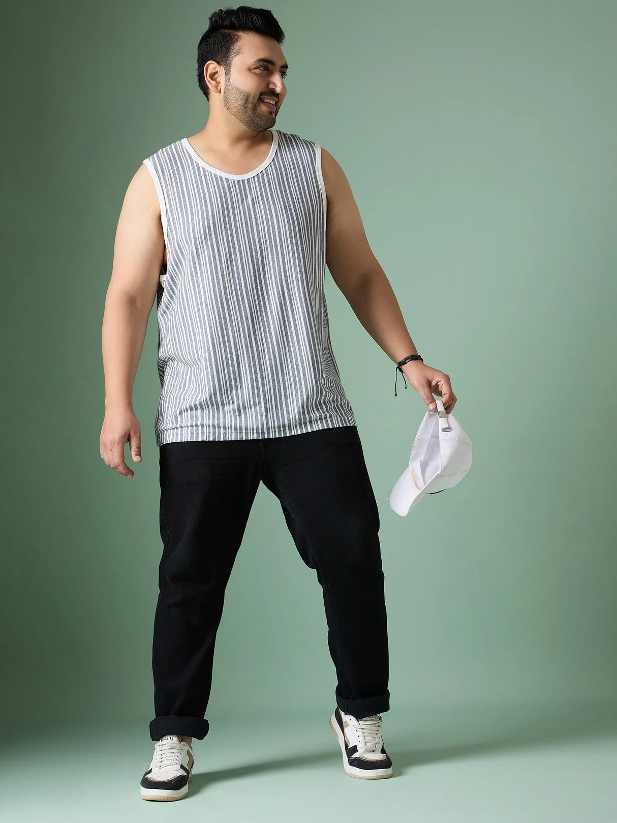 Men Plus Size Rain White Solid Vest - bigbanana