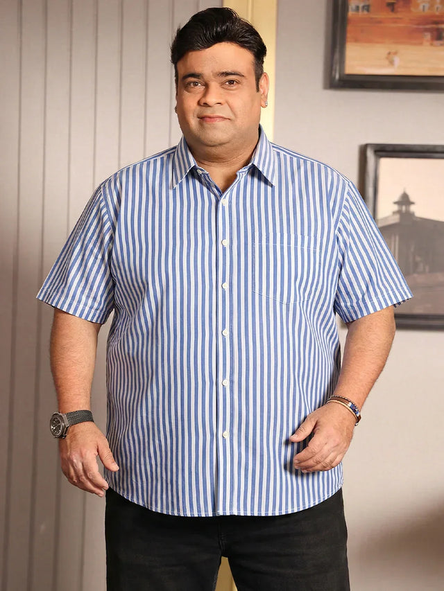 Men Plus Size Raptor Multicolor Striped Casual Shirt