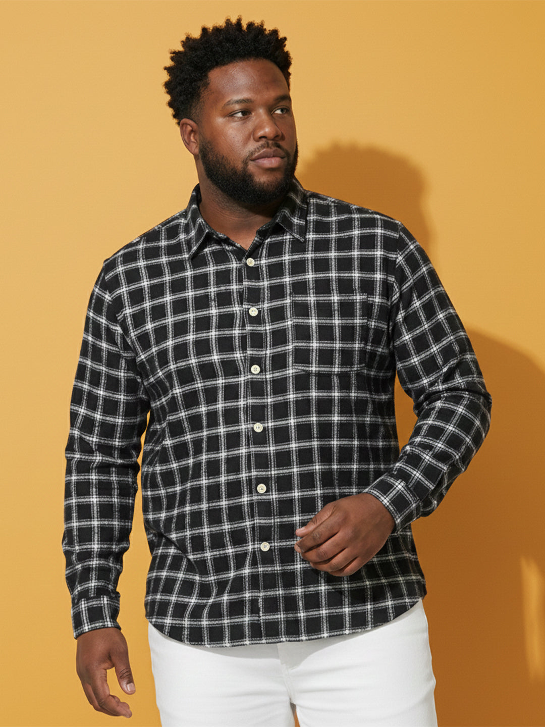 Men Plus Size Raven Multicolor Checkered Casual Shirt