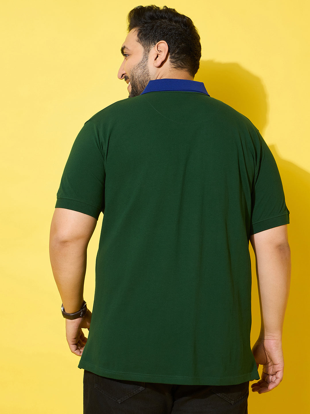 Men Plus Size Regal Green Printed Polo Tshirt
