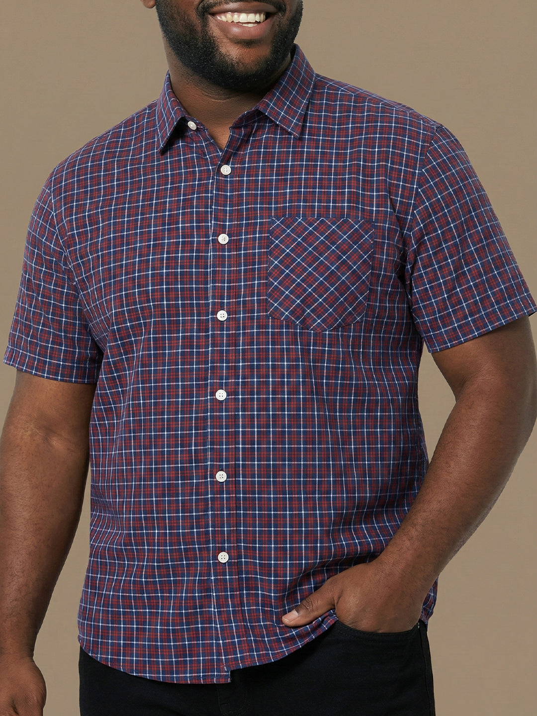 Men Plus Size Relativity Multicolor Checkered Casual Shirt