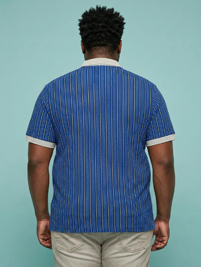 Men Plus Size Relic-Blue Striped Polo Tshirt