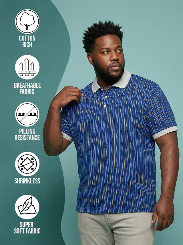Men Plus Size Relic-Blue Striped Polo Tshirt