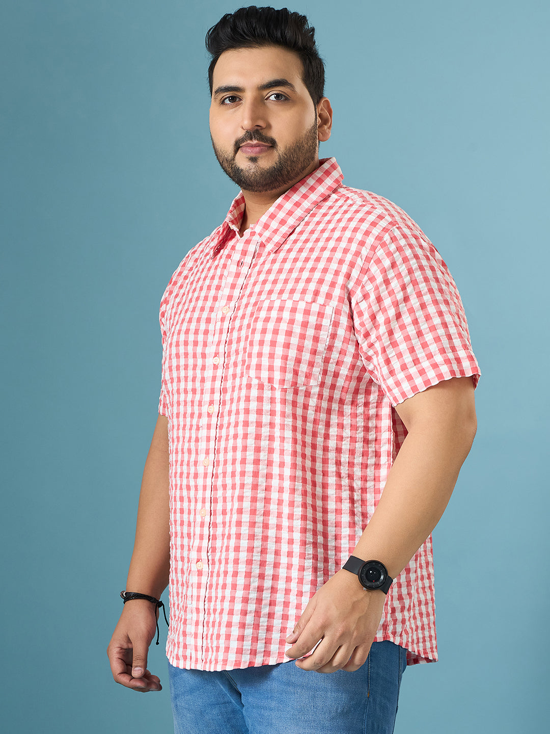 Men Plus Size Revola Multicolor Checkered Casual Shirt