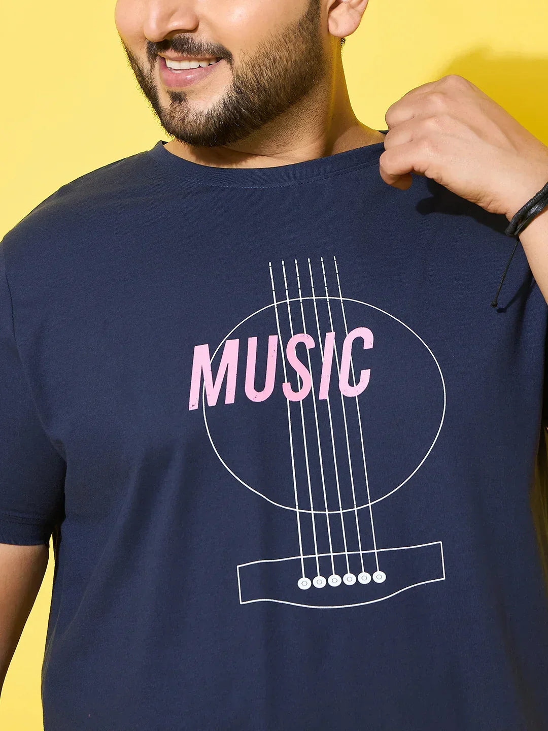 Men Plus Size Rhythm Navy Printed Round Neck Tshirt
