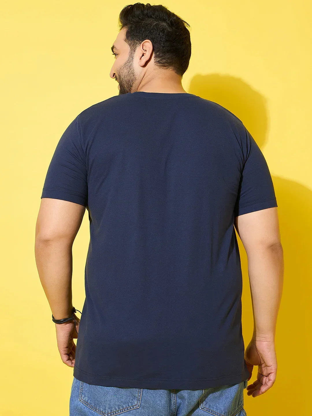 Men Plus Size Rhythm Navy Printed Round Neck Tshirt