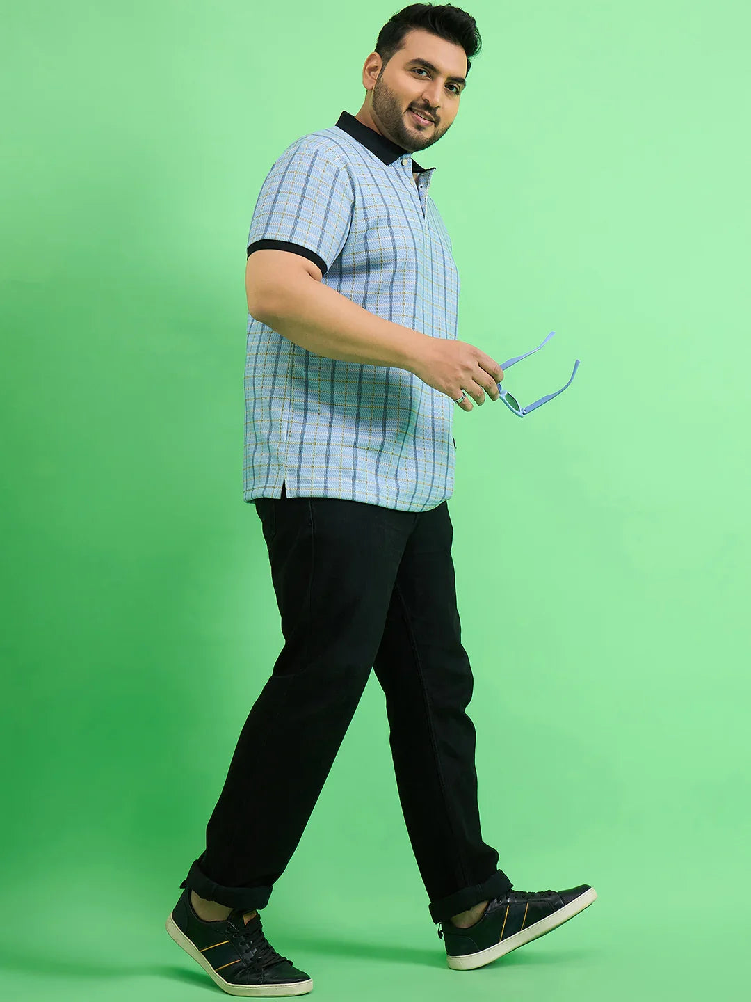 Men Plus Size Rink Stripe Polo Tshirt - bigbanana