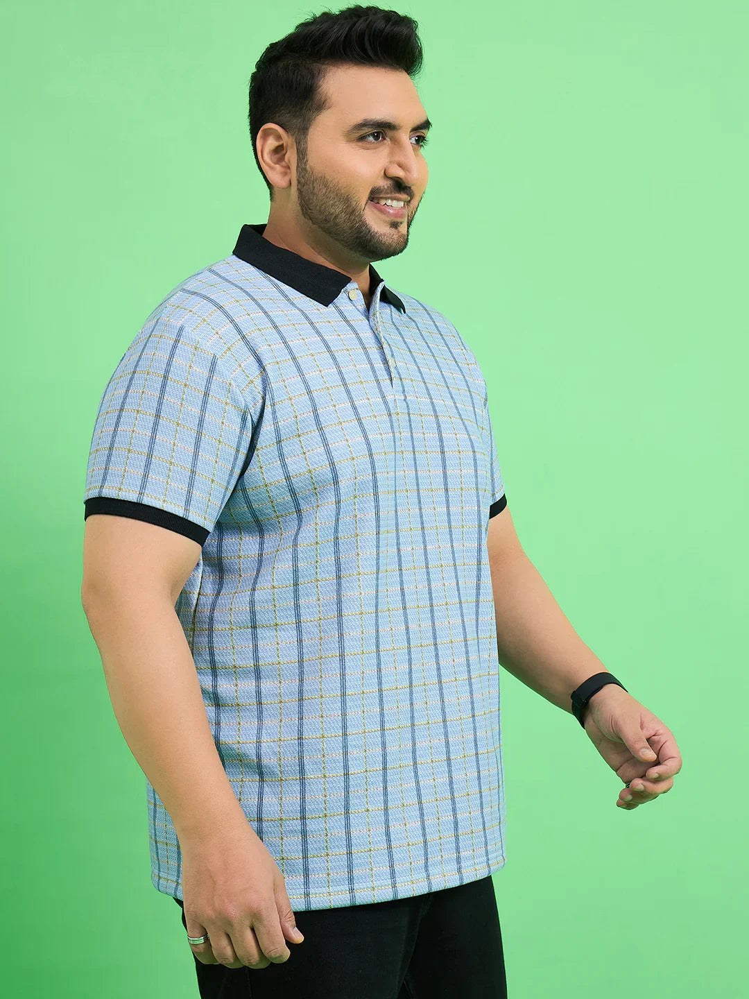 Men Plus Size Rink Stripe Polo Tshirt - bigbanana