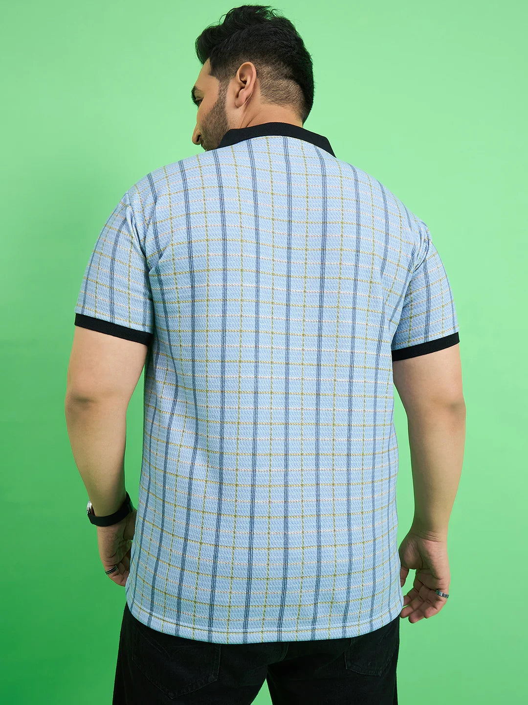 Men Plus Size Rink Stripe Polo Tshirt - bigbanana