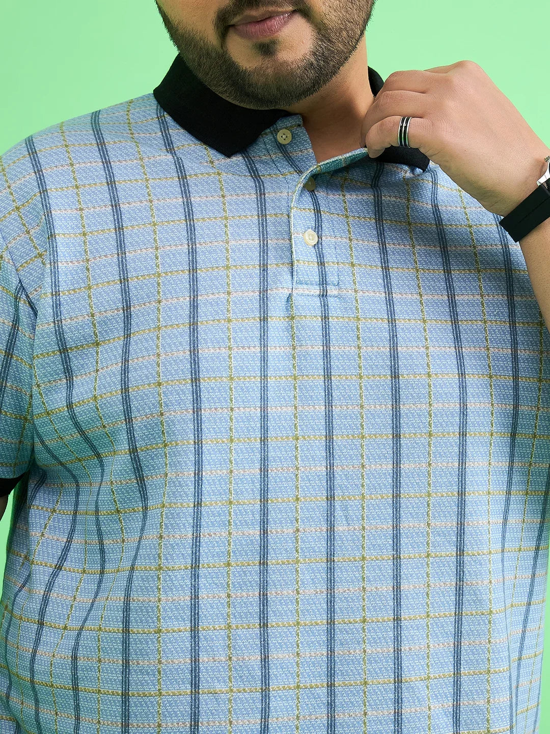 Men Plus Size Rink Stripe Polo Tshirt - bigbanana