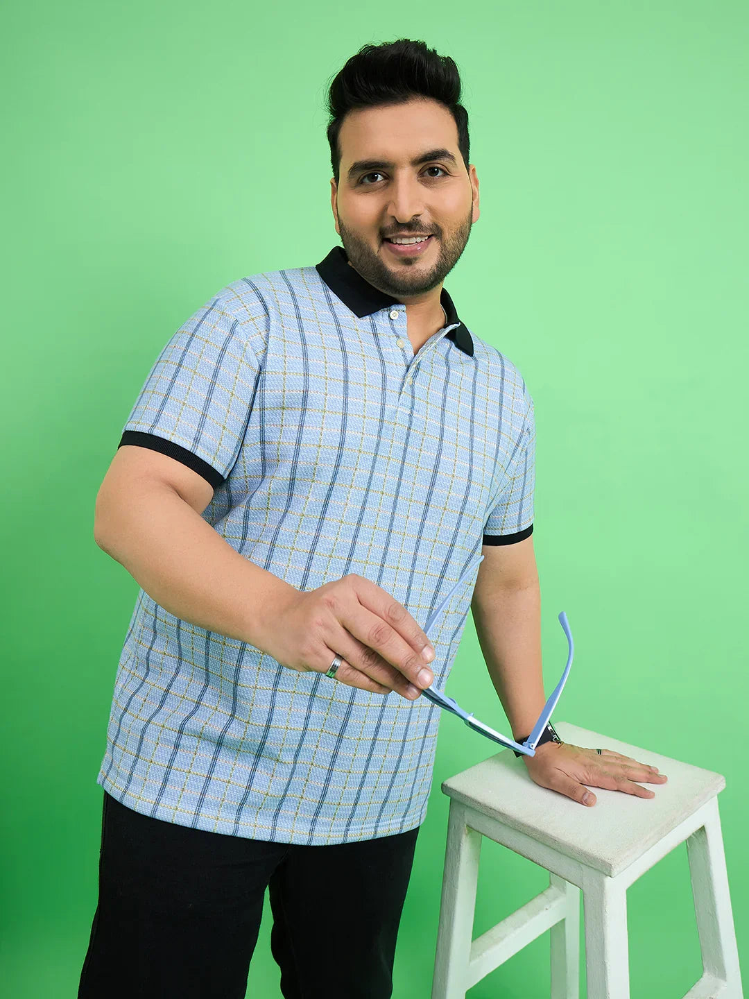 Men Plus Size Rink Stripe Polo Tshirt - bigbanana